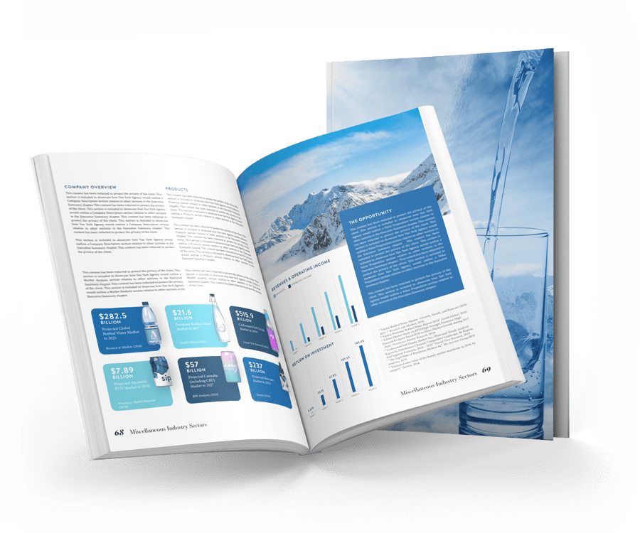 open premium water business plan with data illustrations