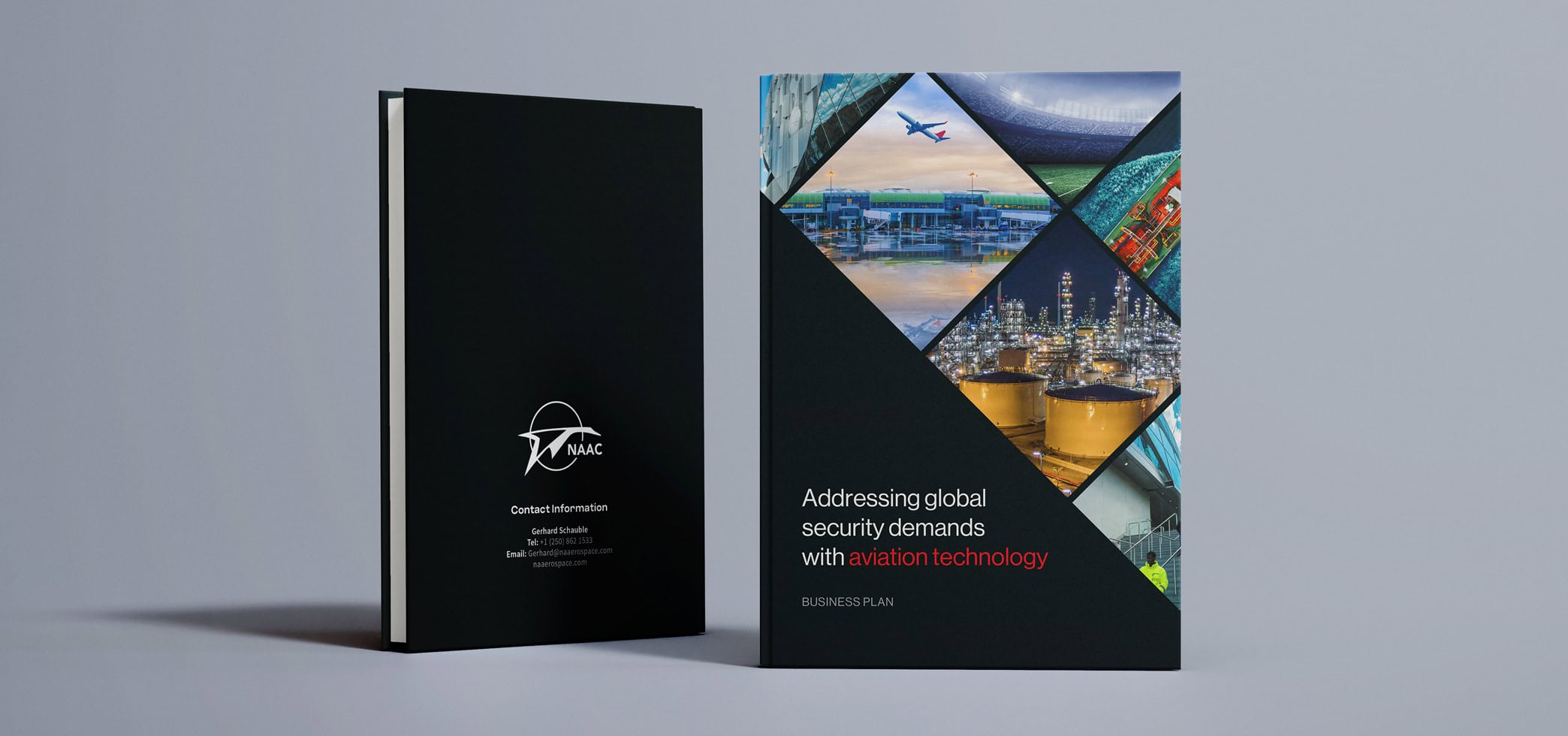 Cover of an aerospace business plan showing