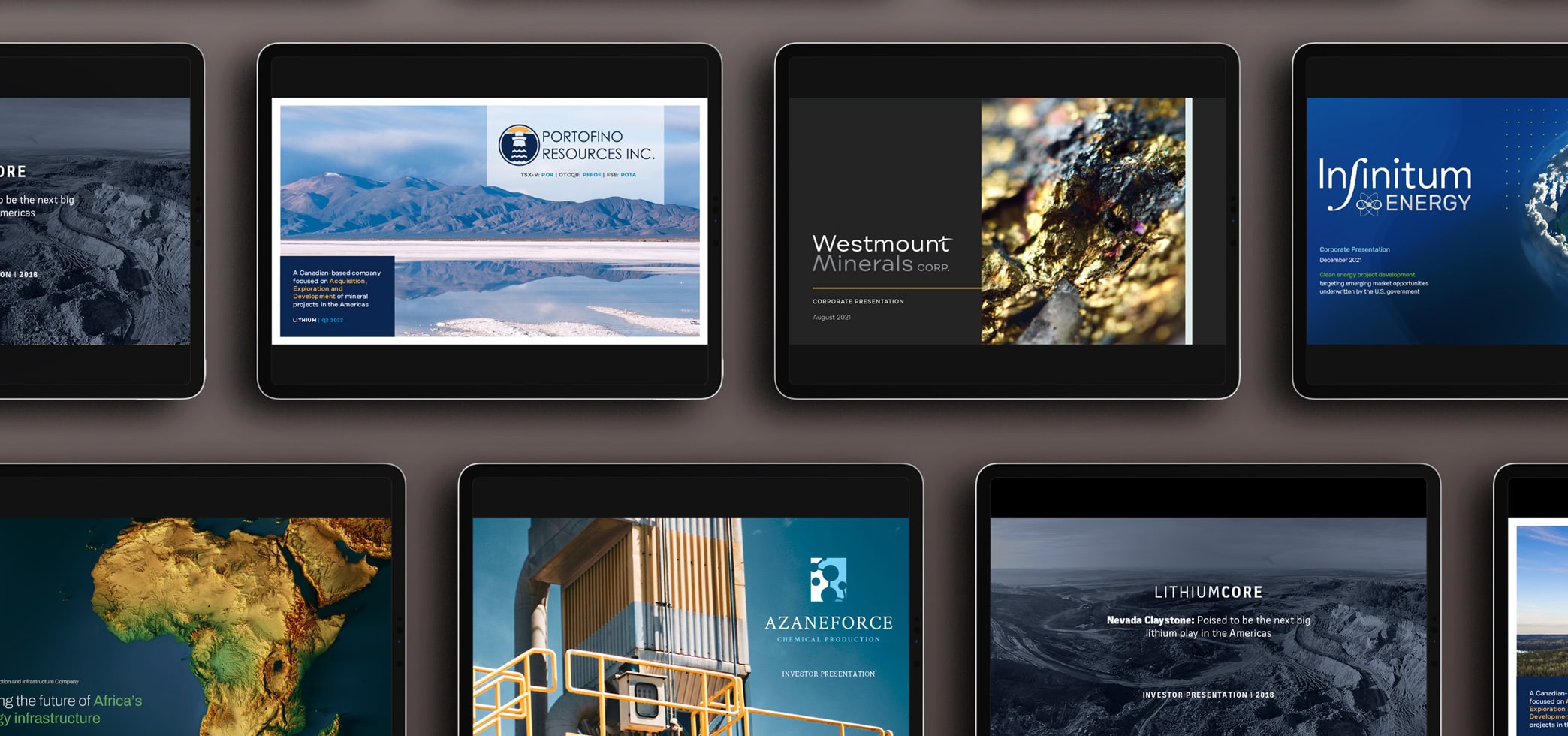 Examples of slides from resource presentations on tablets.